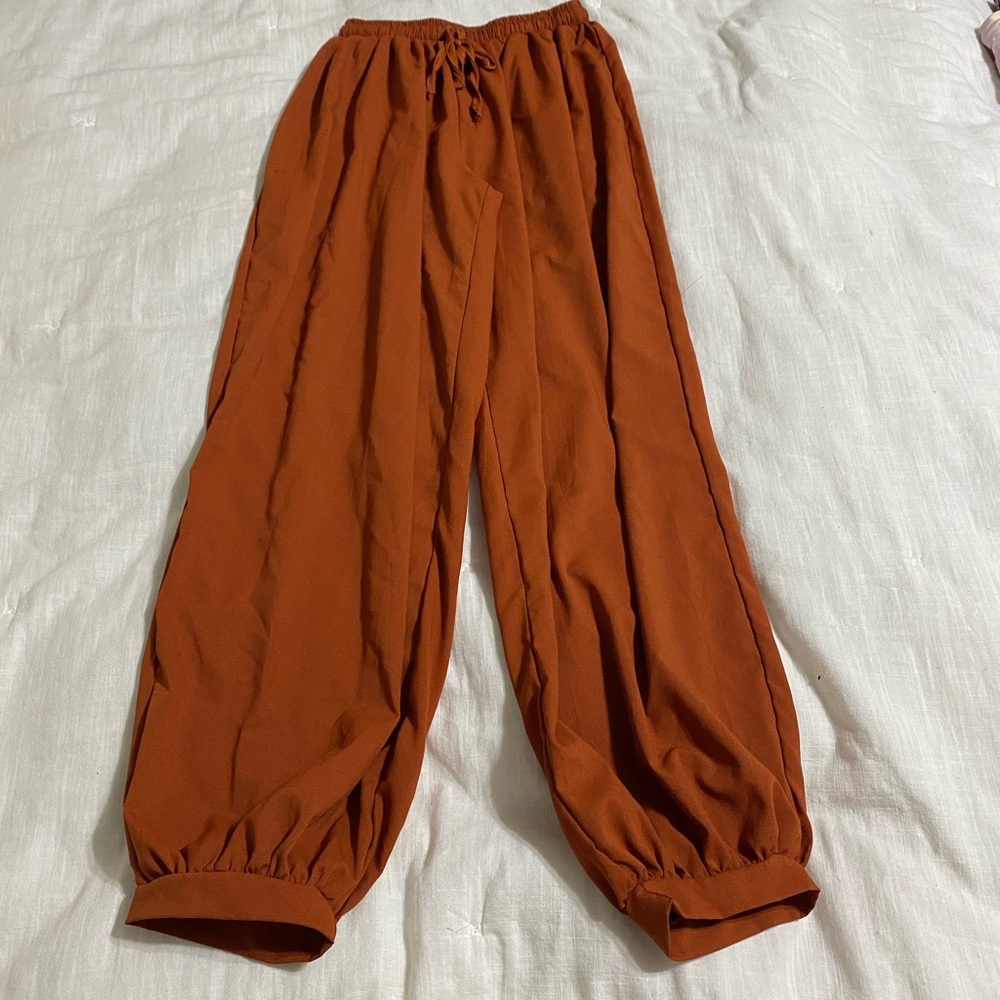 Rust colored Aladdin genie pants